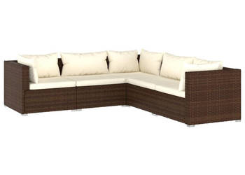 5-cz. zestaw wypoczynkowy do ogrodu poduszki rattan PE brąz WM-3101698