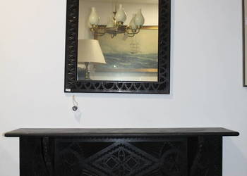 Antyczne lustro z półką 1890 rok drewniane nr 330 Fiaf