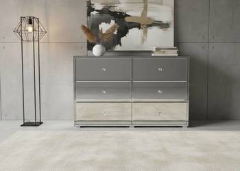 Ekskluzywna Komoda Lustrzana 120 cm – 6 Szuflad, Styl Glamour