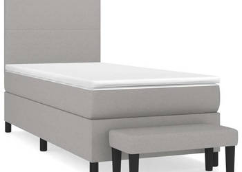 Łóżko kontynentalne z materacem jasnoszare tkanina 80x200 cm WM-3136389