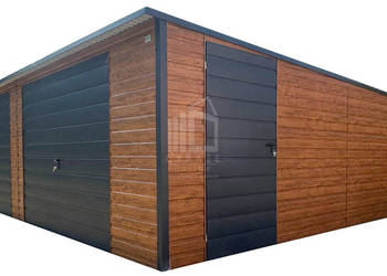 Garaż blaszany 8,5x6m 2x brama uchylna drzwi okno  drzwi dach ID1039