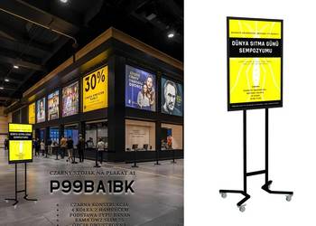 Czarny stojak na plakat A1 na kółkach - mobilny ekspozytor plakatu A1
