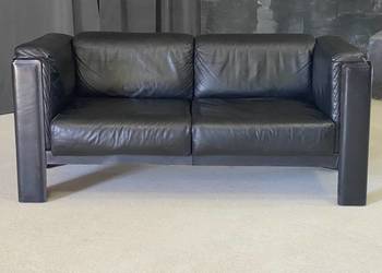 Sofa 2-osobowa - skóra naturalna, metalowa rama