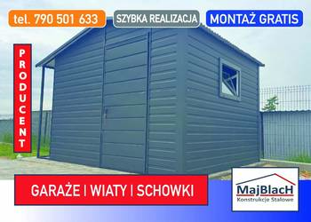Grafit - Mały Garaż Blaszany Grafitowy Wiata Narzędziowa Schowek -Maj-Blach