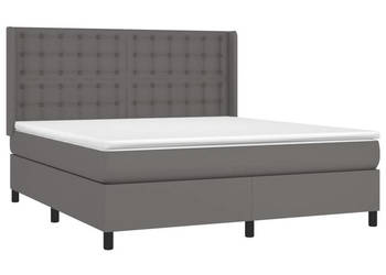 Łóżko kontynentalne z materacem i LED szara ekoskóra 180x200cm WM-3139401