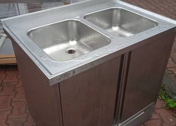 Stół z 2 zlewami drzwi skrzydłowe 90x60x85