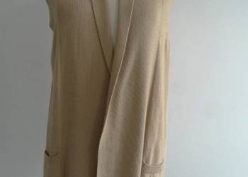Kamizelka Wełniana z Angorą Camelowa Sweter Blezer bez Rękawów M&S 38