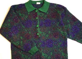 Ciepły Sweter Wzorzysty kwiaty 36 38 vintage Ciepły Sweter Wzorzysty kwiaty 36 38 vintage