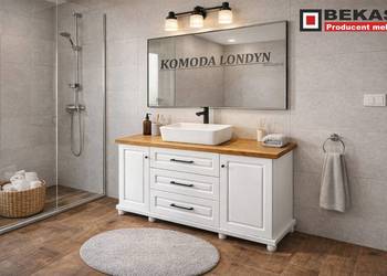 ŁAZIENKA Prowansalska KOMODA Londyn (2D-3s) Biała Blat Dąb PRODUCENT BEKAS