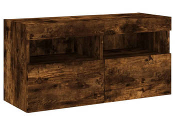 Ścienna szafka TV z LED przydymiony dąb 80x30x40 cm WM-837205