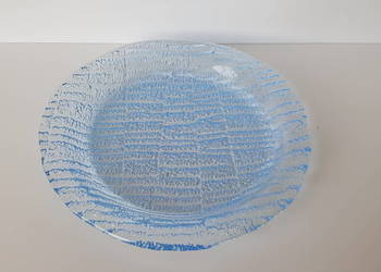 Talerz Igloo (ok. 23 cm), Ząbkowice, kolorowe szkło PRL