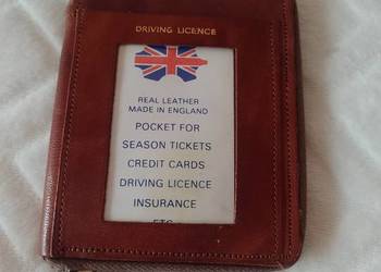 Real Leather/ Brązowy, skórzany portfel z Londynu, NOWY