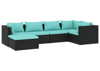 6-cz. zestaw wypoczynkowy do ogrodu poduszki czarny rattan PE WM-3101809