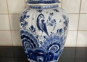 Wazon biało niebieski duży ręcznie malowany