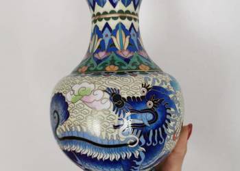 Chiński wazon cloisonné ze smokiem koniec XIX  ,emalia komórkowa