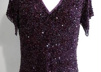 Bluzka Jedwabna 100% Jedwab Balowa Wieczorowa Imprezowa Burgundowa