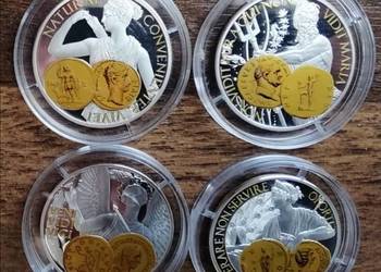 Aureus Novus, srebrna moneta: DIANA, NEPTUN, VICTORIA, JUNONA - Niue 2015