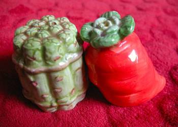 Sól i pieprz - Ceramika - warzywa - 5,5 x 5,5 x 4 cm Rzadki okaz