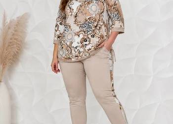 Komplet dres BAWEŁNA-SPODNIE LAMPAS+ BLUZA 3XL BIUST-144 cm BEŻ