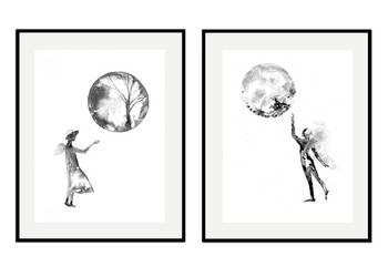 Moon stories /1/, komplet 2 plakatów autorskich 30/40 cm