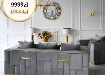 Sofa nowoczesna 3 os. Szara Złota Glamour – Designerska Kanapa