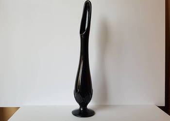 Wazon z liśćmi / listkami (ok. 40,5 cm ), Ząbkowice, szkło PRL