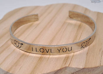 Bransoletka sztywna I LOVE YOU w kolorze srebrnym #u115 Bransoletka sztywna I LOVE YOU w kolorze srebrnym #u115