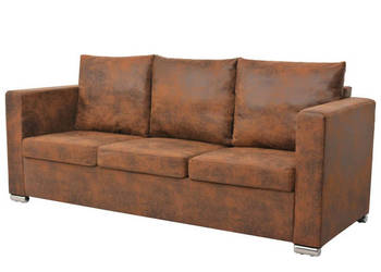Sofa 3-osobowa 191 x 73 x 82 cm sztuczny zamsz WM-244703