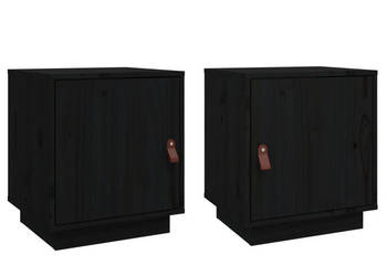 Szafki nocne 2 szt. czarne 40x34x45 cm lite drewno sosnowe WM-818284