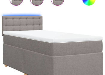 Łóżko kontynentalne z materacem taupe tkanina 80x200 cm WM-3288825