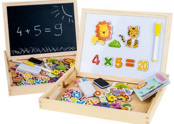 tablica drewniana magnetyczno-kredowa + akcesoria | TA0072