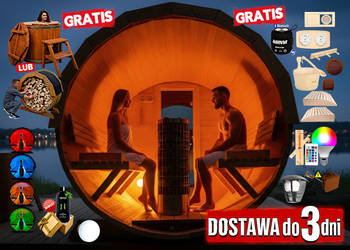 SAUNA Ogrodowa 300cm + OKNO 100% + GRATIS Beczka 500L + Akcesoria