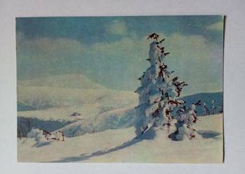 Karkonosze - pejzaż zimowy - pocztówka/ kartka pocztowa/ widokówka /60-te