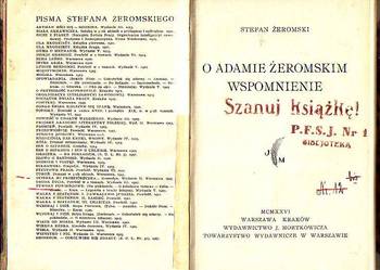 (8210) O ADAMIE ŻEROMSKIM WSPOMNIENIE (EGZEMPLARZ  NUMER 135