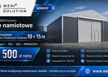 Hala Namiotowa Magazynowa Produkcyjna 10x15m - 850 g/m TUV SGS