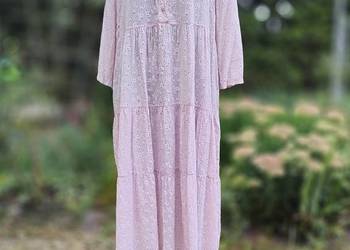 Długa sukienka kwiaty XL 42 bawełna floral luźna cottage romantyczna
