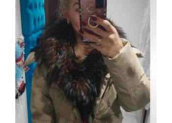 Kurtka puch kaczy khaki z naturalnym obszyciem