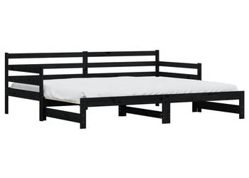 Łóżko dzienne rozsuwane czarne lite drewno sosnowe 90x200 cm WM-836149