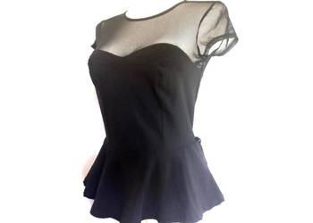 BLUZKA czarna Elegancka BASKINKA r. 36/38 NOWA