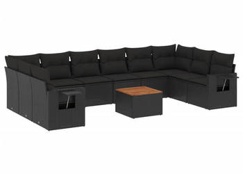 11-cz. zestaw wypoczynkowy do ogrodu poduszki czarny rattan PE WM-3257063