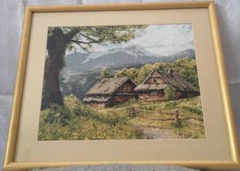 Obraz '' Górskie chaty'' wykonane haftem krzyżykowym - Nowy