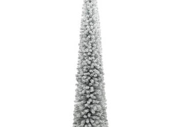 Smukła choinka na stojaku pokryta śniegiem 270 cm PVC WM-357686