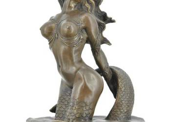 Popiersie Syreny - Syrena Akt Kobieta - Figura Rzeźba z Brązu - Dekoracja