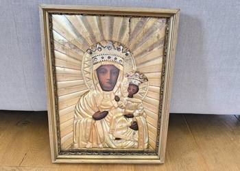 Piękna oryginalna XIX wieczna ikona Matka boska częstochowska