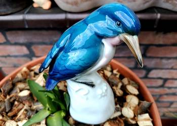 Figurka porcelanowa zimorodek Karl ENS sygnatura z lat 1919-1945