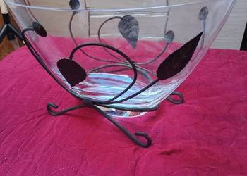 Stara misa szklana na stojaku Huta Ząbkowice