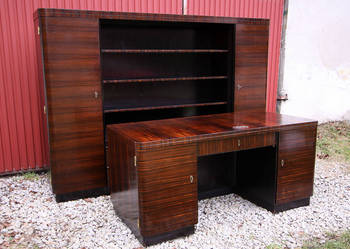Gabinet art deco heban makassar biurko i biblioteka z 1930 r