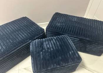 NOWY zestaw 2 pufy + podnóżek