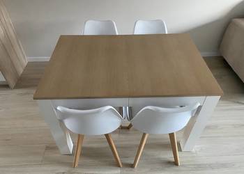 stół jadalniany drewno + biel 80x120/250cm rozkładany