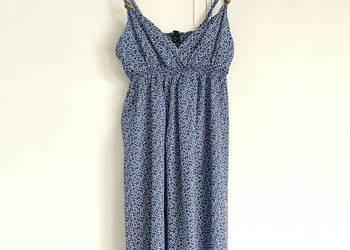 Sukienka H&M MAMA XL chabrowa babydoll ditsy print niebieska plaża